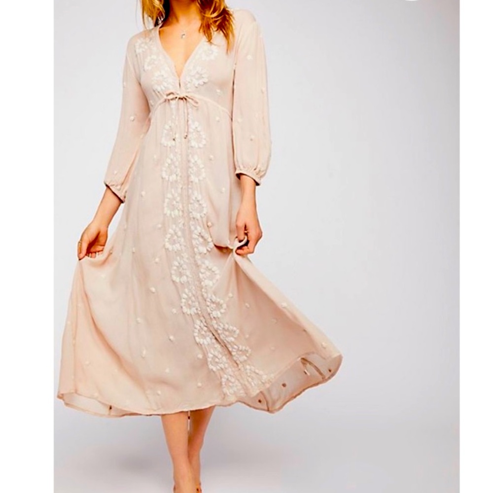 Free people maxi embroided dress